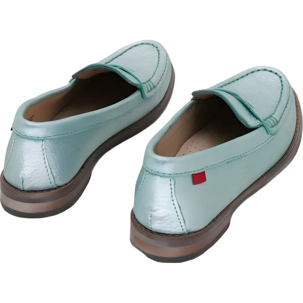 Marc Joseph NY Leather Penny Loafers Turquoise - Girls US 13.5